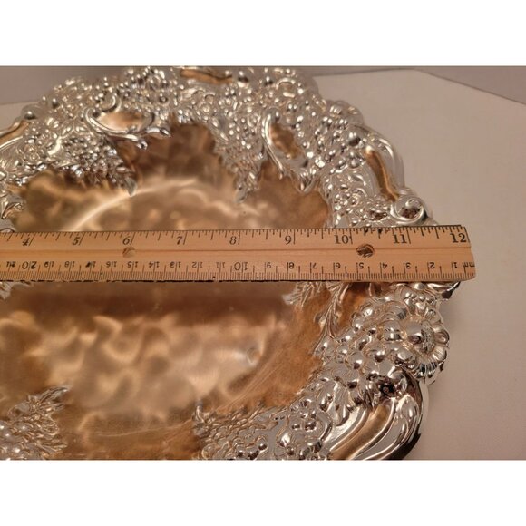 Vintage WMF Ikora Tarnish Resistant Silver Plated Bowl 12" Raised Floral Design - Picture 8 of 9